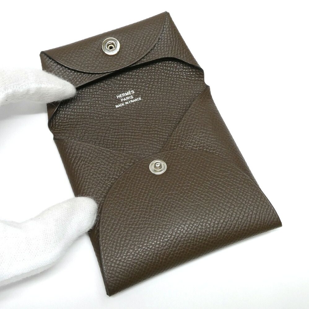 Hermes Bastia Ecorse Epsom Coin Purse Brown — view 5
