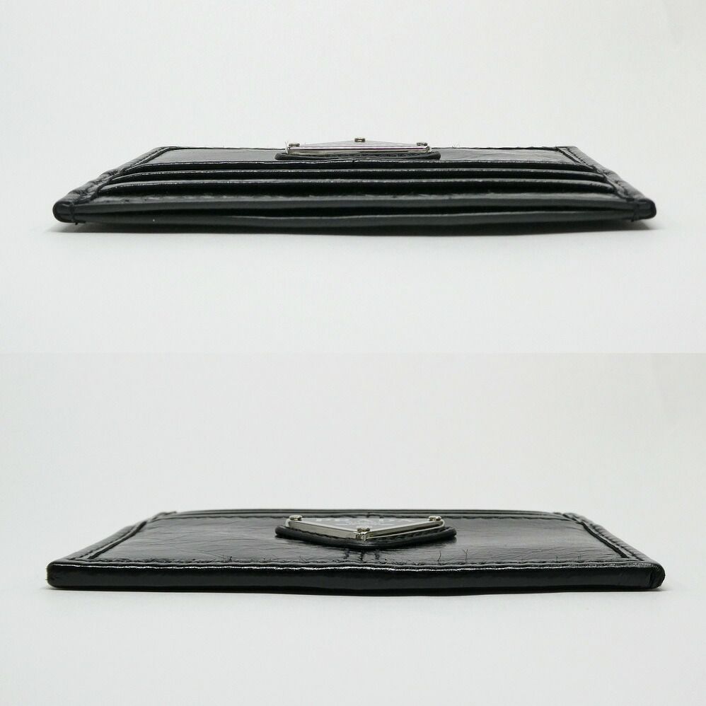 Prada Soft Looks Leather Card Case Black Triangle Logo — view 3