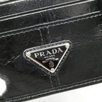 Prada Soft Looks Leather Card Case Black Triangle Logo — view 8