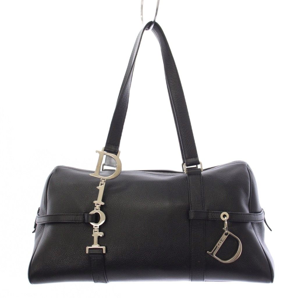 Dior John Galliano Era D-charm Bowler Mini Boston Bag Leather Black
