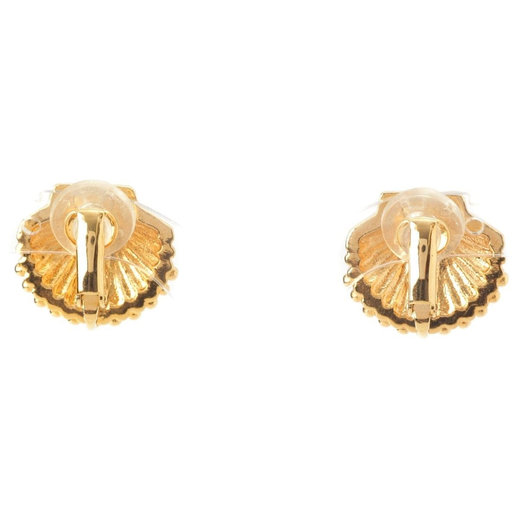 Chanel Rhinestone Shell CC Logo Earrings Gold — view 2