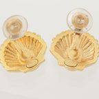 Chanel Rhinestone Shell CC Logo Earrings Gold — view 5