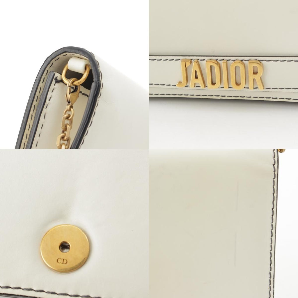 Dior J'adior Leather Black Stitch Chain Shoulder Bag White — view 8