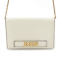Dior J'adior Leather Black Stitch Chain Shoulder Bag White