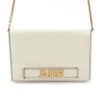 Dior J'adior Leather Black Stitch Chain Shoulder Bag White