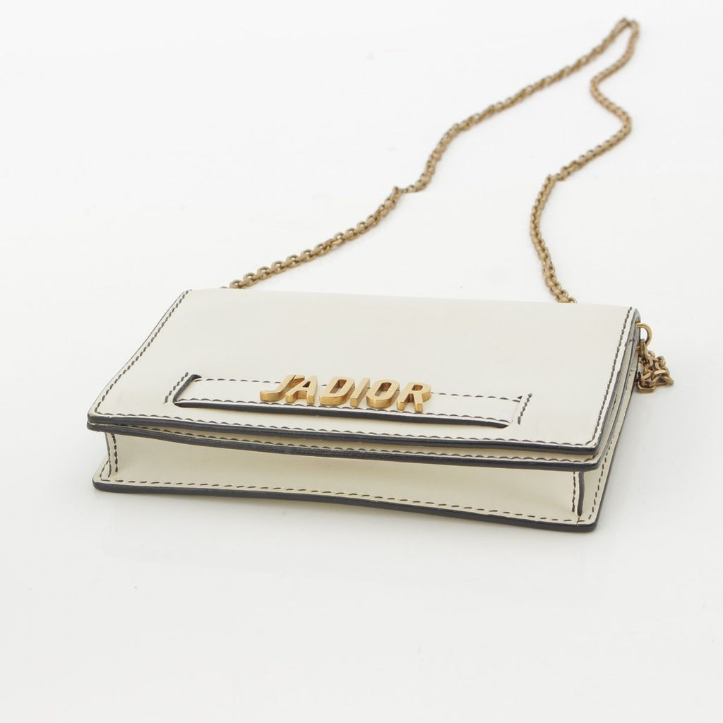 Dior J'adior Leather Black Stitch Chain Shoulder Bag White — view 5