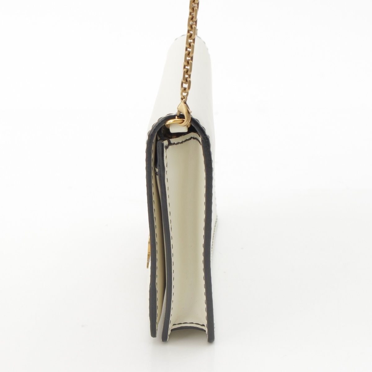 Dior J'adior Leather Black Stitch Chain Shoulder Bag White — view 3
