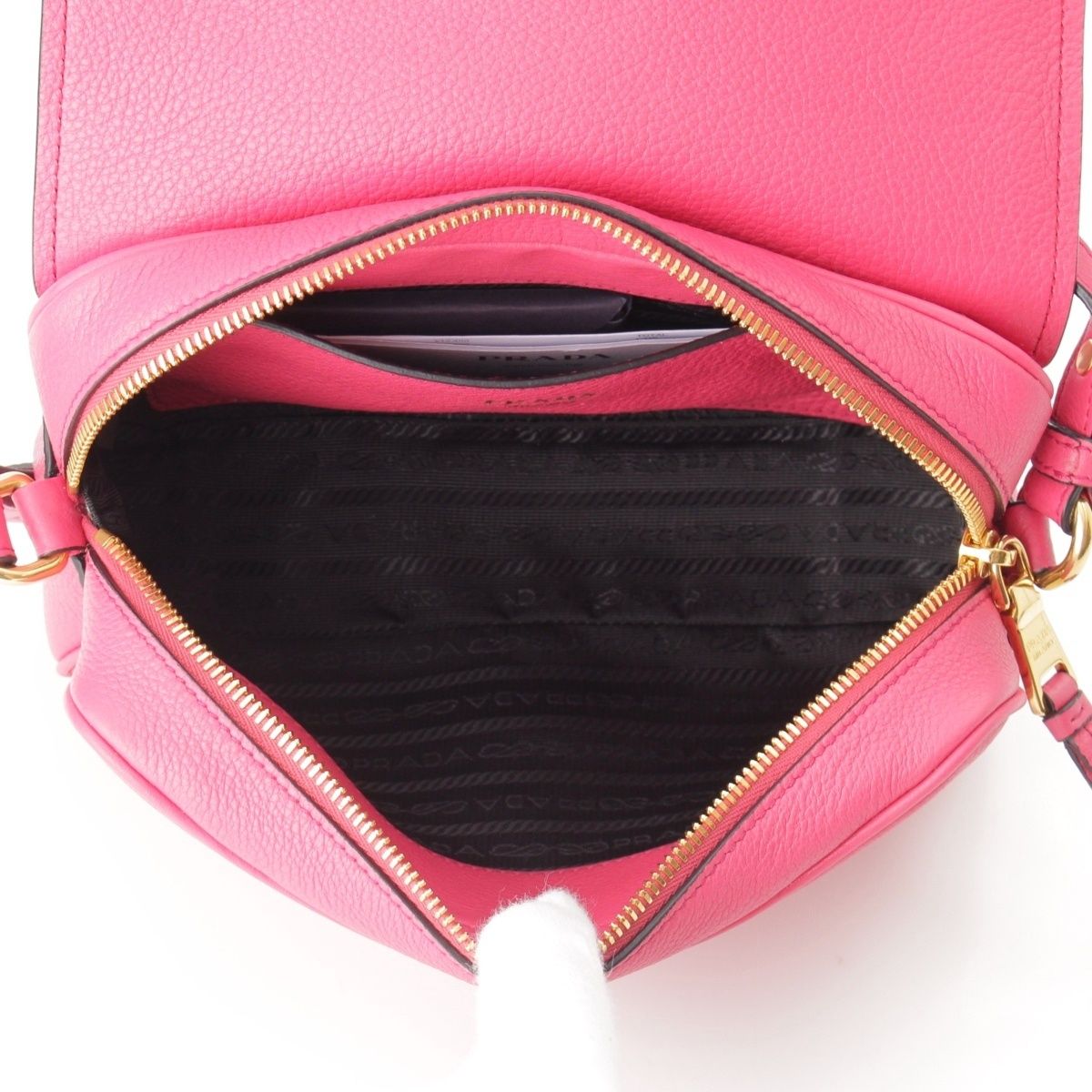 Prada Vitello Phoenix Leather Camera Shoulder Bag Pink — view 6