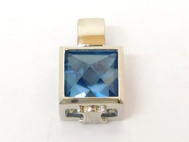 Celine Platinum Blue Topaz Pendant