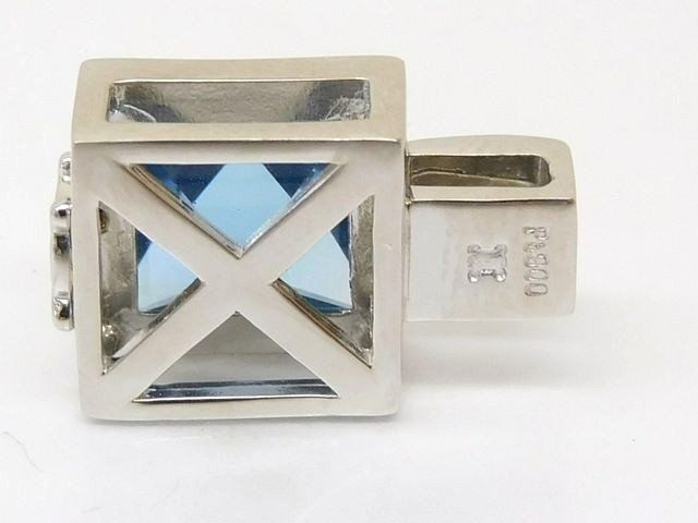 Celine Platinum Blue Topaz Pendant — view 3