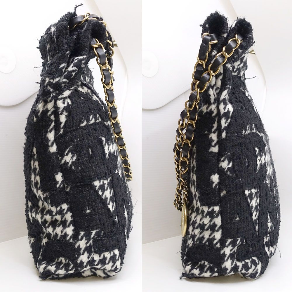 Chanel 22 Small Tweed BK GD Pouch Shoulder Bag — view 3