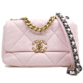 Chanel 19 Dixneuf Lambskin Pink GD Silver Quilted Shoulder Bag
