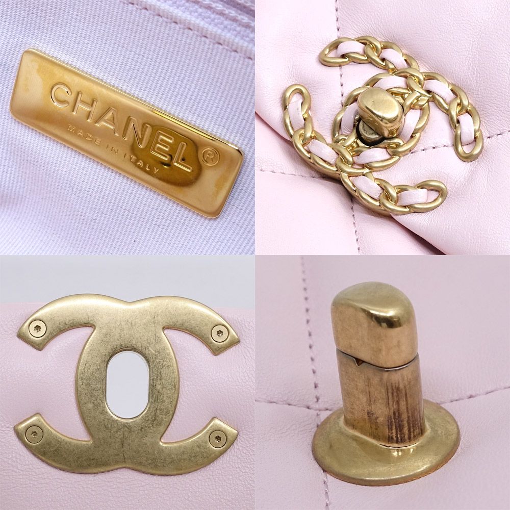 Chanel 19 Dixneuf Lambskin Pink GD Silver Quilted Shoulder Bag — view 8