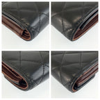 Chanel Quilted Black Gold Leather Trifold Wallet Fold Compact — view 8