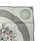 Hermes Petit Carre Scarf 45 Suifures Silk Gray Japanese Pattern — view 3