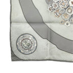 Hermes Petit Carre Scarf 45 Suifures Silk Gray Japanese Pattern — view 4