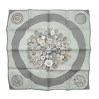 Hermes Petit Carre Scarf 45 Suifures Silk Gray Japanese Pattern