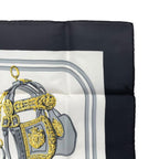 Hermes Petit Carre Scarf 45 Silk Belt Chain Pattern Black Gold — view 3