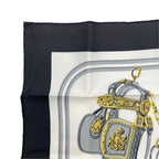 Hermes Petit Carre Scarf 45 Silk Belt Chain Pattern Black Gold — view 2