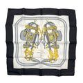 Hermes Petit Carre Scarf 45 Silk Belt Chain Pattern Black Gold