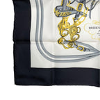 Hermes Petit Carre Scarf 45 Silk Belt Chain Pattern Black Gold — view 4