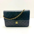 Chanel Quilted 25 Push Lock Chain Shoulder Black Bag Lambskin