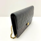 Chanel Quilted 25 Push Lock Chain Shoulder Black Bag Lambskin — view 3