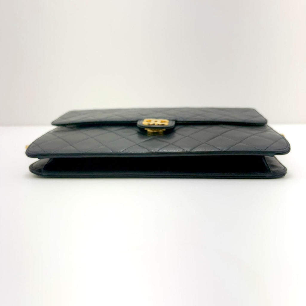 Chanel Quilted 25 Push Lock Chain Shoulder Black Bag Lambskin — view 4