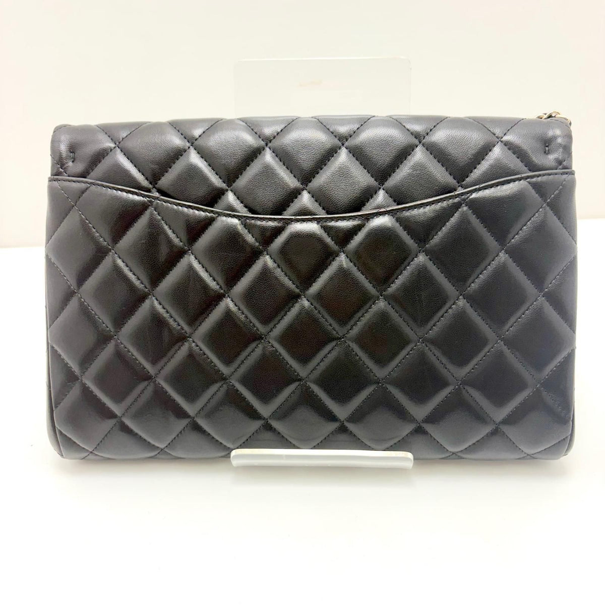Chanel Quilted Chain Shoulder Black Lambskin Bag — view 2