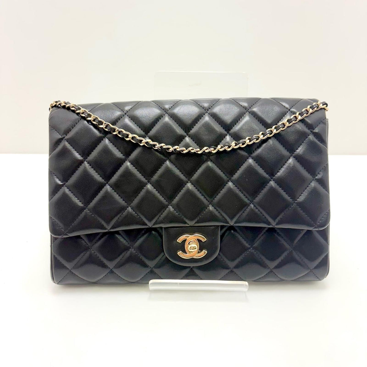 Chanel Quilted Chain Shoulder Black Lambskin Bag