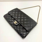Chanel Quilted Chain Shoulder Black Lambskin Bag — view 5
