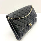 Chanel Quilted Chain Shoulder Black Lambskin Bag — view 3
