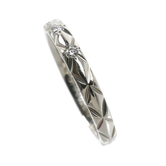 Chanel Platinum Quilted Diamond Ring — view 2