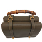 Gucci Bamboo Double Face 2-Way Shoulder Bag Leather Khaki Turnlock Gold — view 7