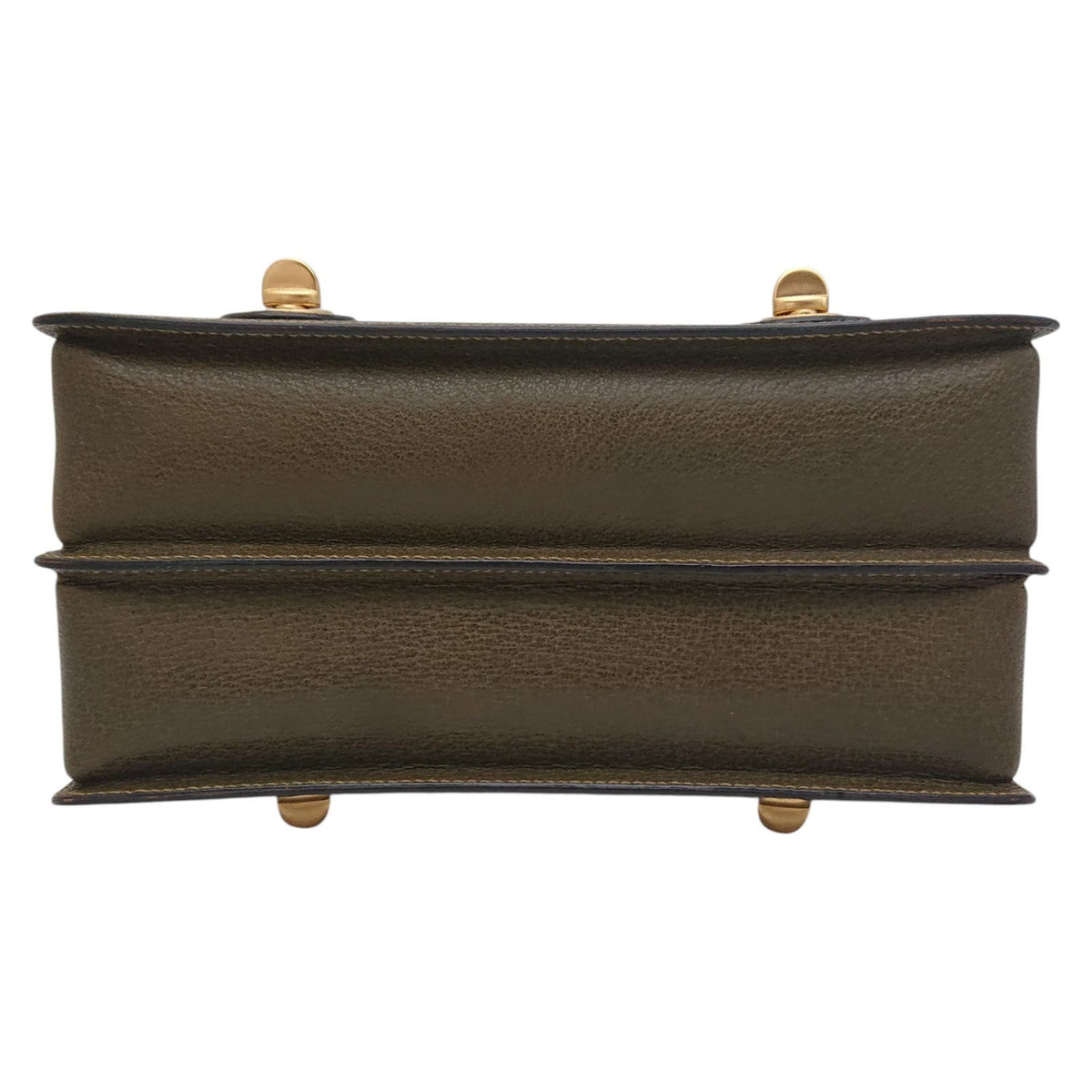 Gucci Bamboo Double Face 2-Way Shoulder Bag Leather Khaki Turnlock Gold — view 8