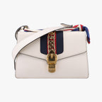 Gucci Sylvie White Leather Shoulder Bag