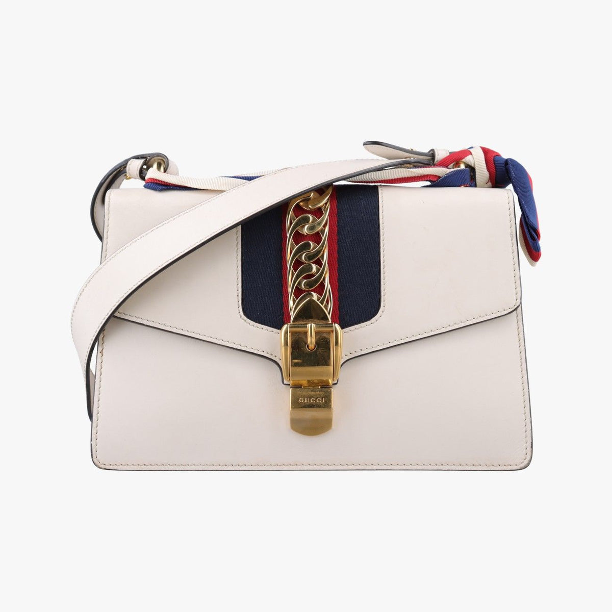 Gucci Sylvie White Leather Shoulder Bag