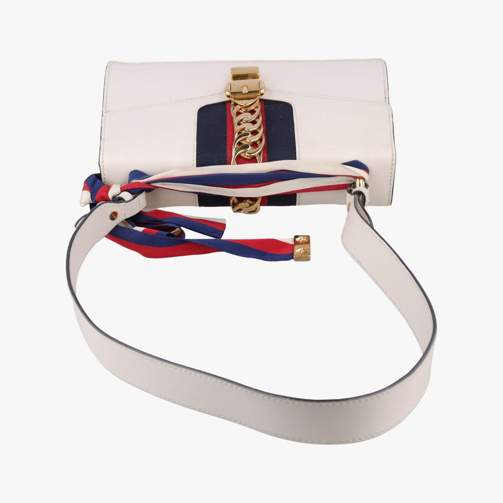 Gucci Sylvie White Leather Shoulder Bag — view 8