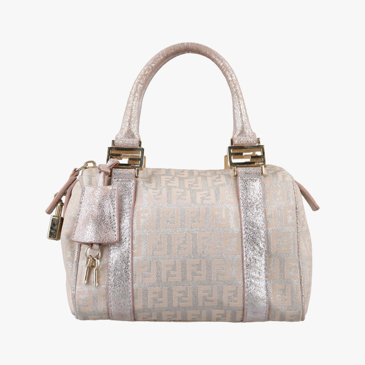 Fendi Zucchino Glitter Logo Pink Canvas