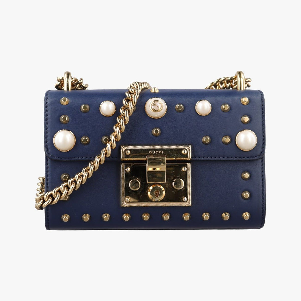 Gucci Padlock Navy Leather