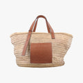 Loewe Basket Beige Brown Leather Raffia