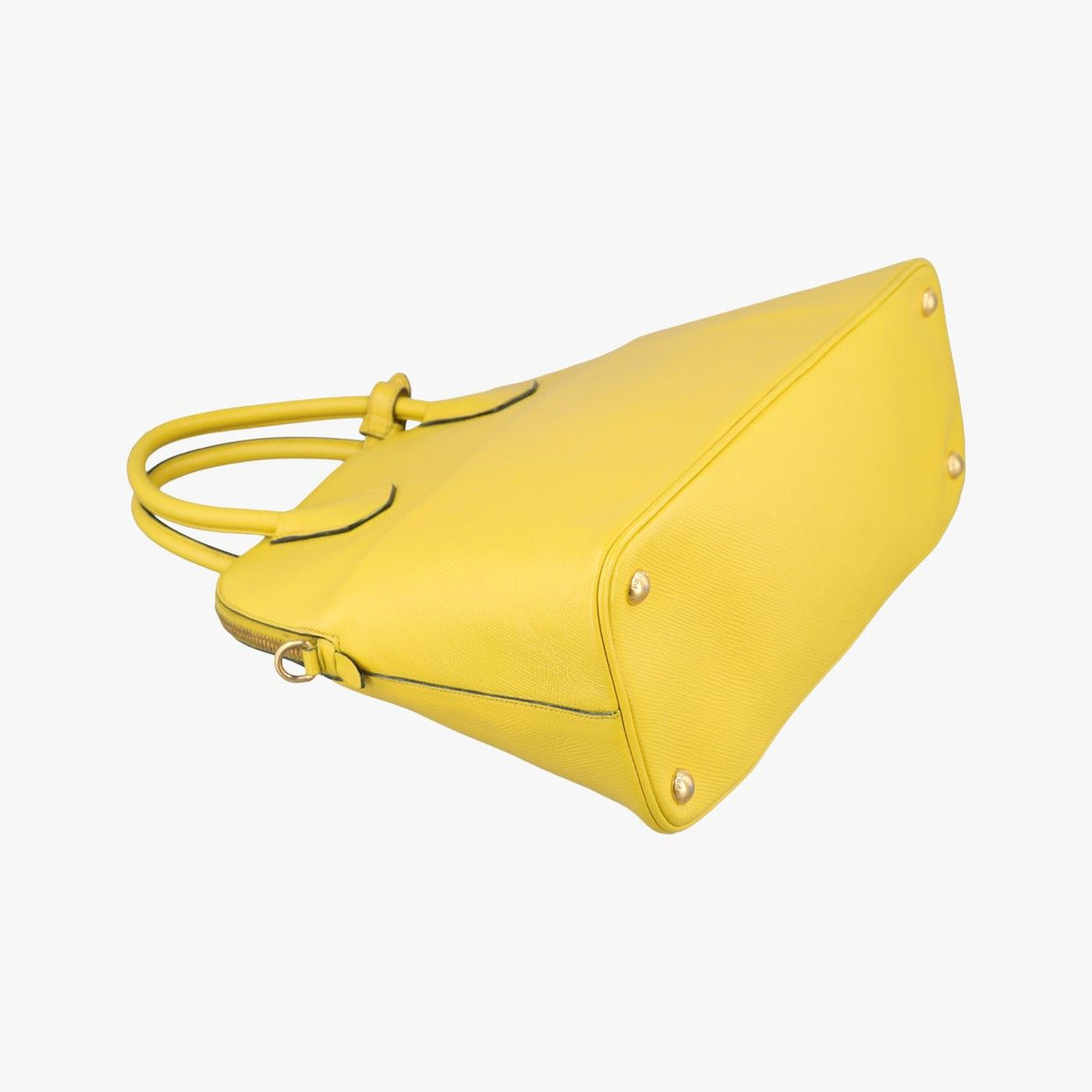 Prada Quill Top Handle Yellow Saffiano Leather — view 7