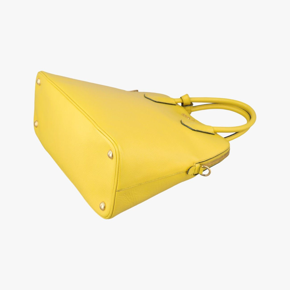 Prada Quill Top Handle Yellow Saffiano Leather — view 4