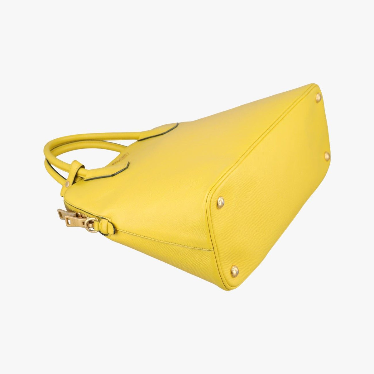 Prada Quill Top Handle Yellow Saffiano Leather — view 5