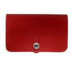 Hermes Dogon GM Red Togo Wallet Coin Purse Sellier Buttons Cool Cell