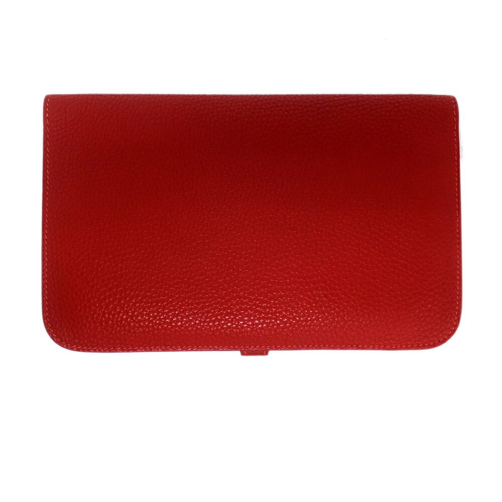 Hermes Dogon GM Red Togo Wallet Coin Purse Sellier Buttons Cool Cell — view 2