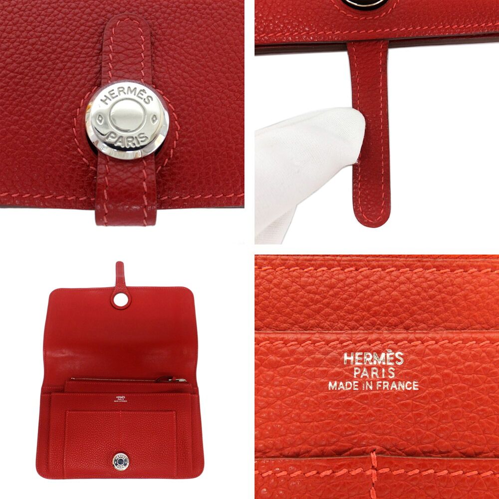 Hermes Dogon GM Red Togo Wallet Coin Purse Sellier Buttons Cool Cell — view 6