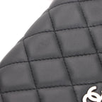 Chanel Quilted Chain Wallet Black Silver Lambskin Shoulder Bag — view 5