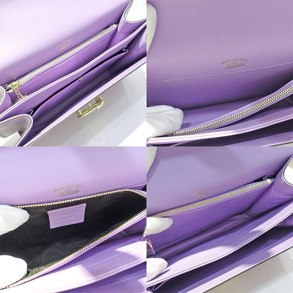 Gucci Interlocking G Shoulder Bag Lizard Purple Gold Mirror — view 6