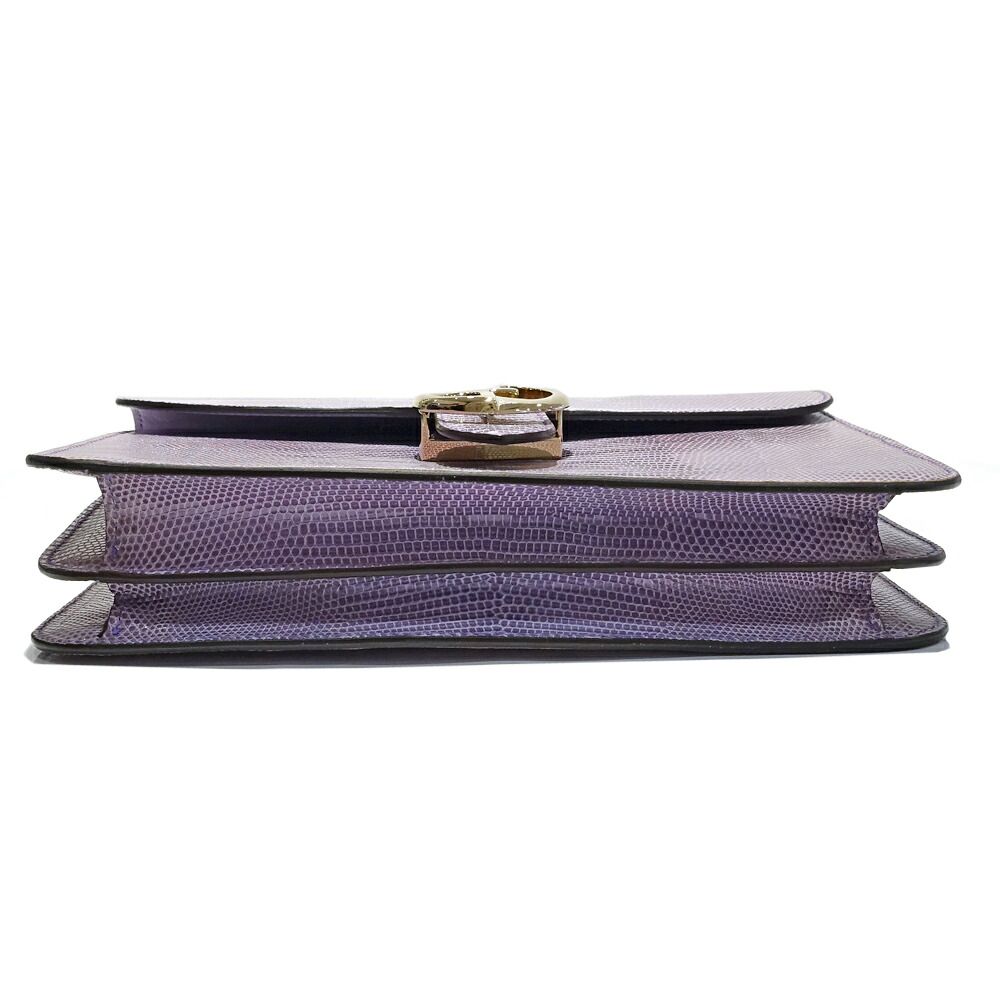 Gucci Interlocking G Shoulder Bag Lizard Purple Gold Mirror — view 4
